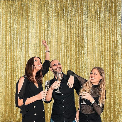 Sugargirl Gold Sequin Backdrop Curtain 10FTx10FT Glitter Gold Background Drapes - Image 4