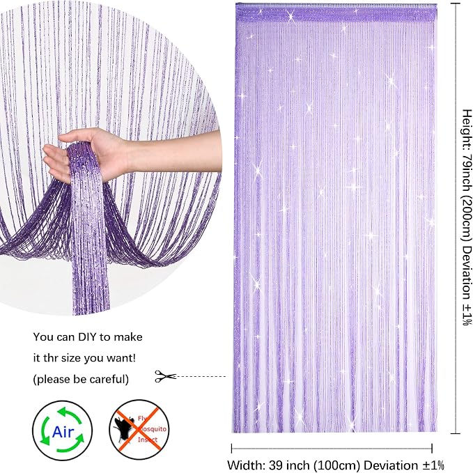 2 Pack 39 x 79 Inch Beaded Curtain String Door Curtains, Hippie Room Decor - Image 2