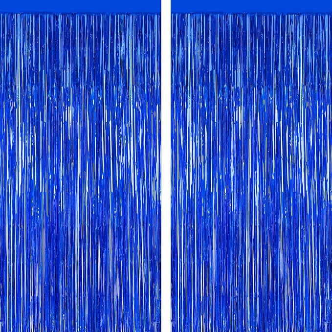 ZATAYE 2 Pack Dark Blue Foil Curtain Backdrop Birthday Party Decorations | Dark by ZATAYE