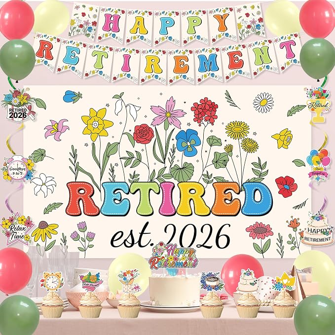 Roetyce Flower Retirement Party Decorations, Legend Has Retired Photo Backdrop - Image 6