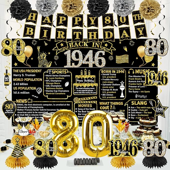 Zirtorei 80th Birthday Decorations - Image 4