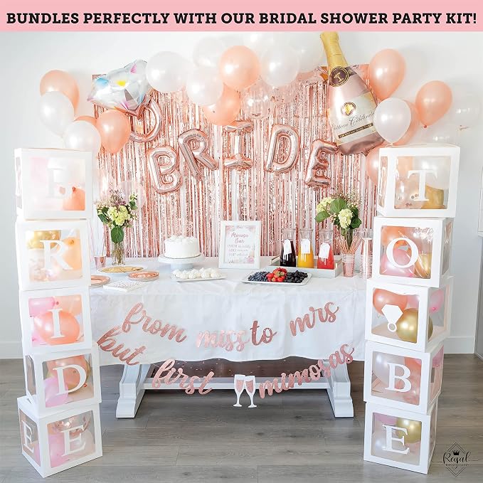 96 PC Bridal Shower Decorations Balloon Boxes White- Transparent Block - Image 5