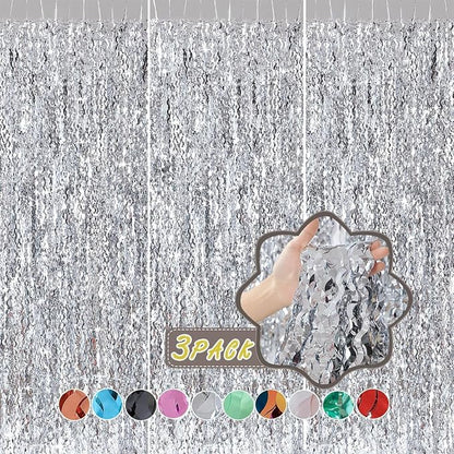 3 Pack Wave Silver Tinsel Curtain - Image 2
