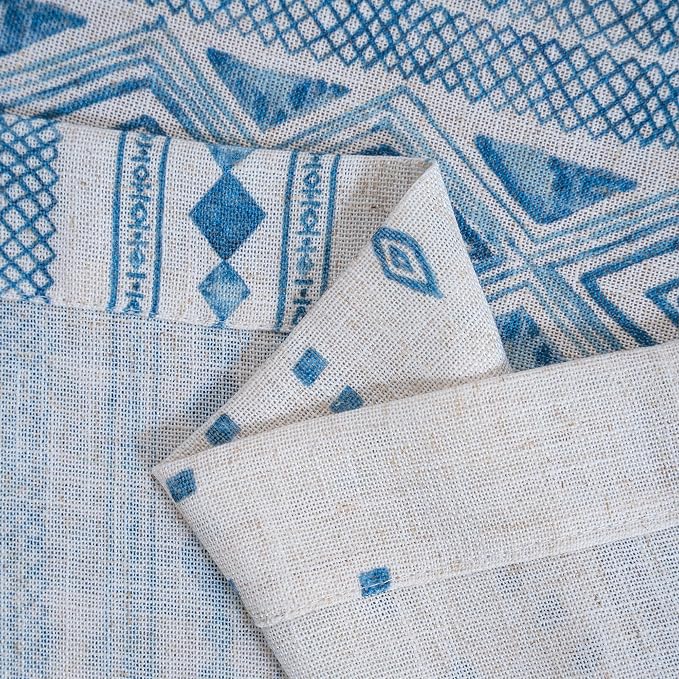 MYSKY HOME Boho Curtains Semi Sheer Linen Blended Curtains 95 Inches Long - Image 5