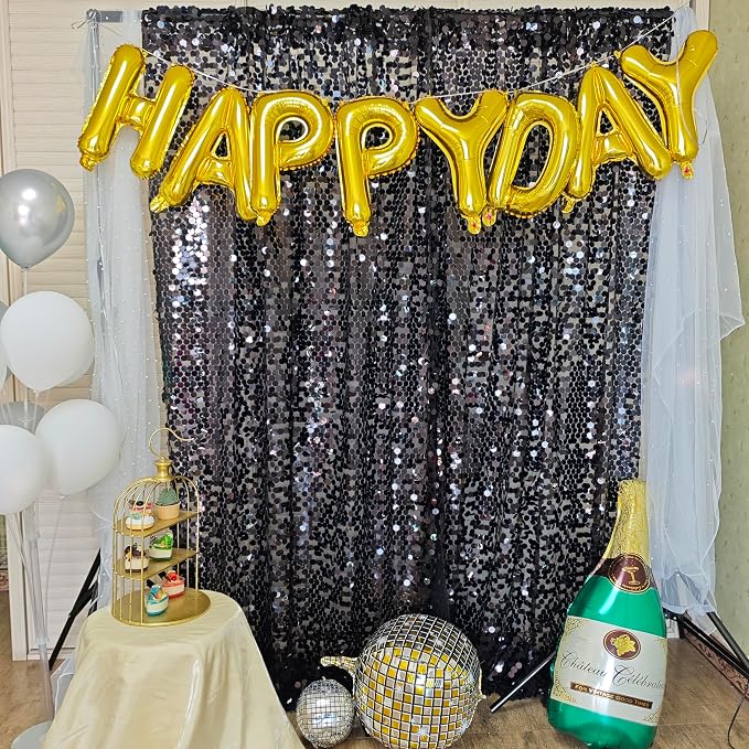 9FTx10FT Black Large Sequin Backdrop 1 Panel | 18MM Large Sequins, Glitter - Image 2