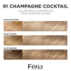 L'Oreal Paris Feria Multi-Faceted Shimmering Permanent Hair Color, 91Champagne Cocktail (Light Beige Blonde), Pack of 1 Hair Dye Kit