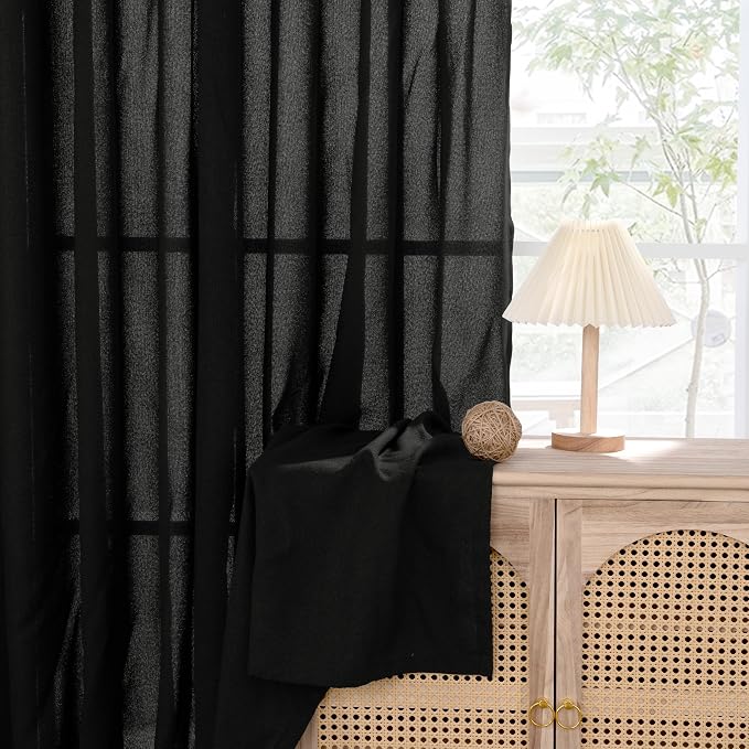 YoungsTex Black Linen Curtains 54 Inch Length - Image 8