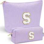 YOOLIFE Mothers Day Gifts Preppy Stuff Tween Girls Gifts Graduation Teacher Gifts Monogram Makeup Pouch Makeup Organizer Bag Beauty Bag Personalized Birthday Gifts for Women Her Preppy Makeup Bag S