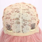 FAELBATY Light Pink Wigs For Women Curly Wavy Synthetic Women Girl's Wig Pure Pastel Cosplay Costume Halloween Wigs (14" Light Pink)
