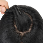 Hairro Human Hair Toppers Free Parted, 3.5x4.7" Base Hand-wovened 100% Real Hairpieces, with Invisible Clips-in for Women, for High Hairline/Adding Volume on Top, 12 Inch Jet Black