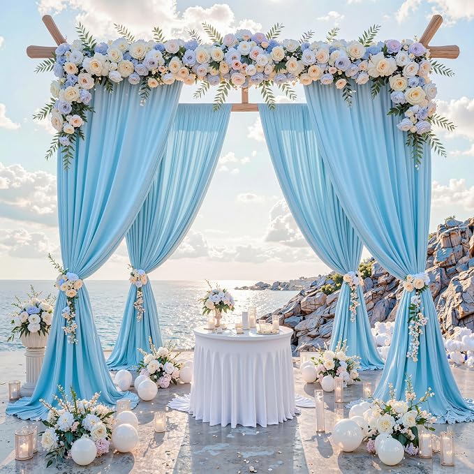 10 ft x 8 ft Wrinkle Free Baby Blue Backdrop Curtain by Outpain