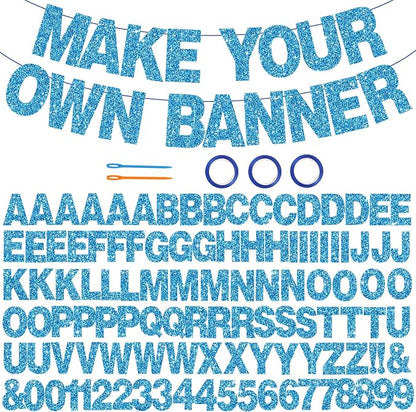 BEISHIDA Glitter Sky Blue 116 PCS A-Z DIY Letter Custom Banner Party Decor | by Beishida