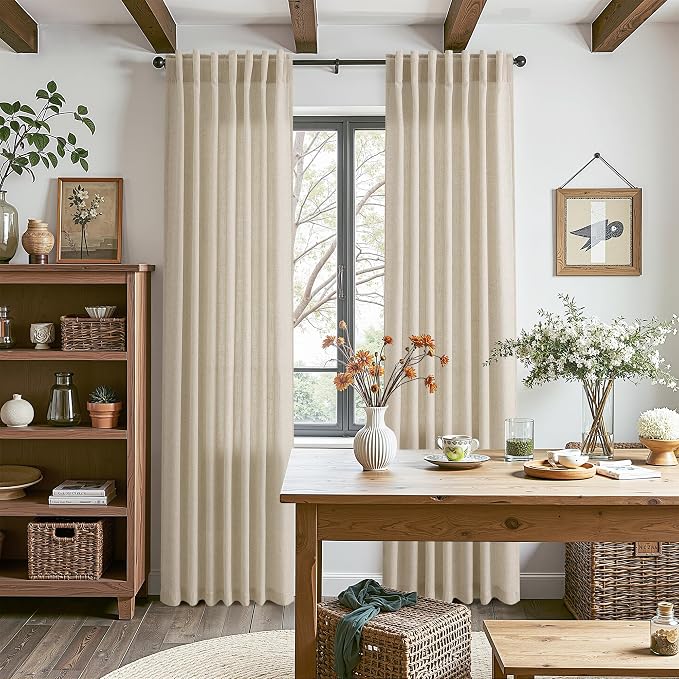 Eggshell Beige Linen Curtains 84 Inches Long - Image 8