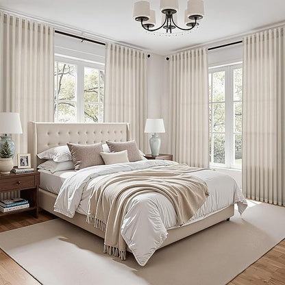 Extra Long Warm Beige Linen Curtains 120 Inch - Image 5