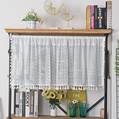 Sutuo Home Boho Sheer Curtain Valance Crochet Lace by SutuoHome