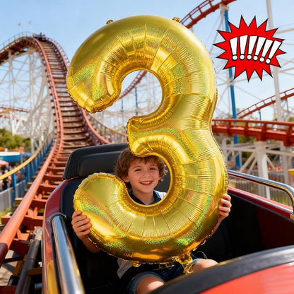 Jonhamwelbor 40 Inch Laser Gold Number 3 Balloon Foil Mylar Giant Balloon - Image 5