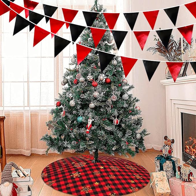 Red Black Party Decoration Metallic Fabric Triangle Pennant Banner Flag Bunting - Image 7