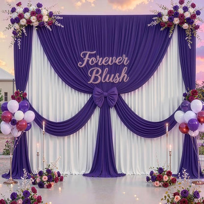 40 ft x 10 ft Wrinkle Free Purple Backdrop Curtain - Image 9