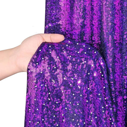 Purple Sequin Curtains Backdrop 6 Pcs 2FTx8FT Shiny Shimmer Fabric | Glitter - Image 5
