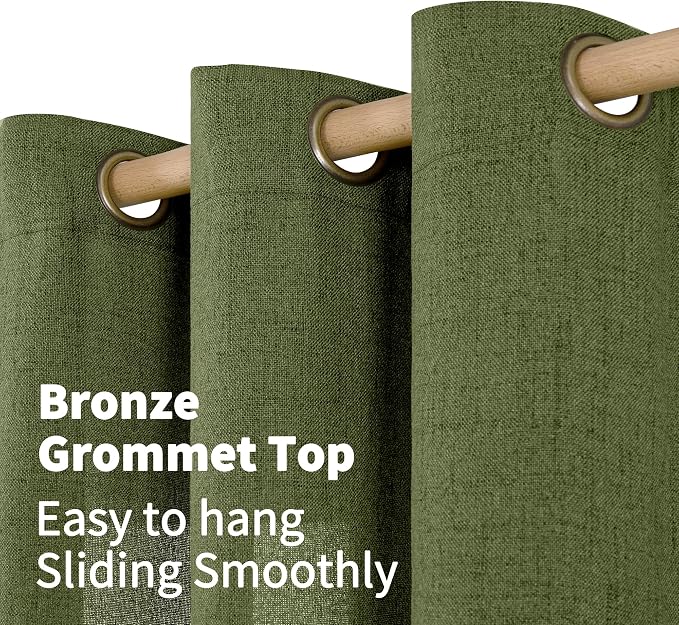 YoungsTex Olive Green Linen Curtains - Image 6