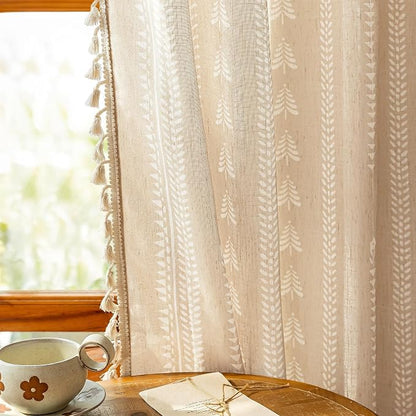Boho Curtains - for Living Room Farmhouse Sping Linen Blend Patterned Light - Image 4