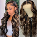 30 Inch Balayage 13x6 Ombre Lace Front Wig Human Hair Colored 1b/27 Honey Blonde Highlight Body Wave Lace Front Wigs Human Hair 200 Density HD Lace Frontal Wigs Pre Plucked Glueless Wigs for Women