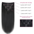 18 Inch Clip in Hair Extensions Real Human Hair Clip ins For Women 120 Gram Double Weft Brazilian Virgin Hair EasiContour Clip on Hair Extensions 8pcs (18inch,#1B)