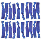 Kenz Laurenz Hair Ties 20 Elastics Ponytail Holder Set No Crease Ribbon Bands (Blue)