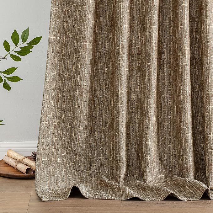 MIULEE Patterned Farmhouse Linen Curtains, Back Tab - Image 6