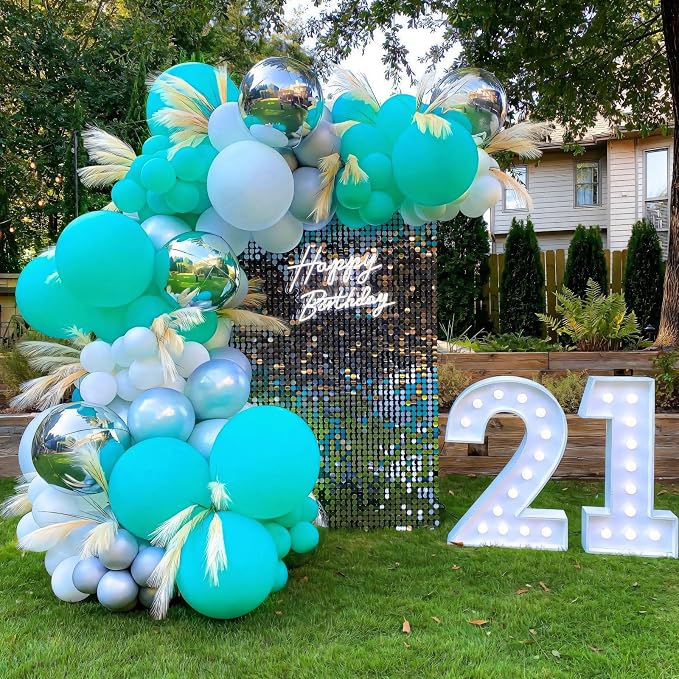 Teal Balloons Different Sizes 135pcs 18 12 10 5 Inch Turquoise Balloons Arch - Image 4