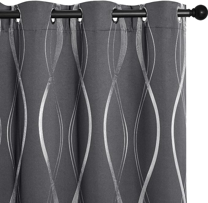 NICETOWN Small Blackout Grey Cafe Curtain Panels by NICETOWN