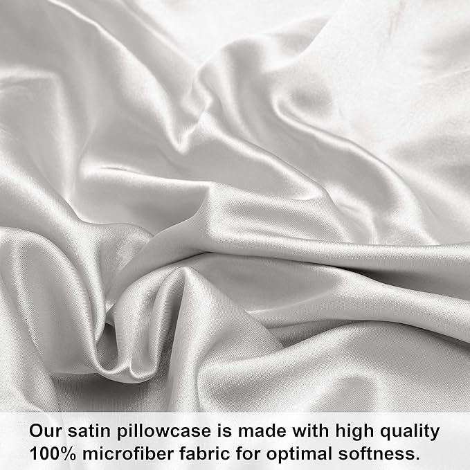 NTBAY Satin Body Pillowcase for Hair and Skin, Luxurious and Silky Pillow case with Envelope Closure, 20x54 Inches, Silver Grey