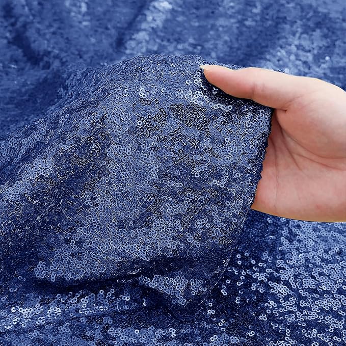 Sugargirl Navy Sequin Backdrop Curtain 4FTx8FT Glitter Navy Background Drapes - Image 5