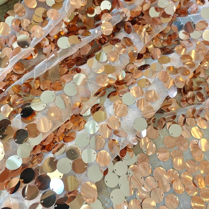 Rose Gold Sequin Backdrop, 9x10 Feet, 18MM Large Sequin, 1 Panel | Shimmer - Image 6