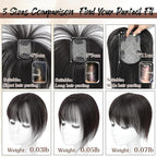 Hair Toppers for Women Real Human Hair - 360° Coverage Black Clip In Topper with Bangs for Thinning Hair Upgraded 4×6 cm Silk Base Ideal for Everyday Use