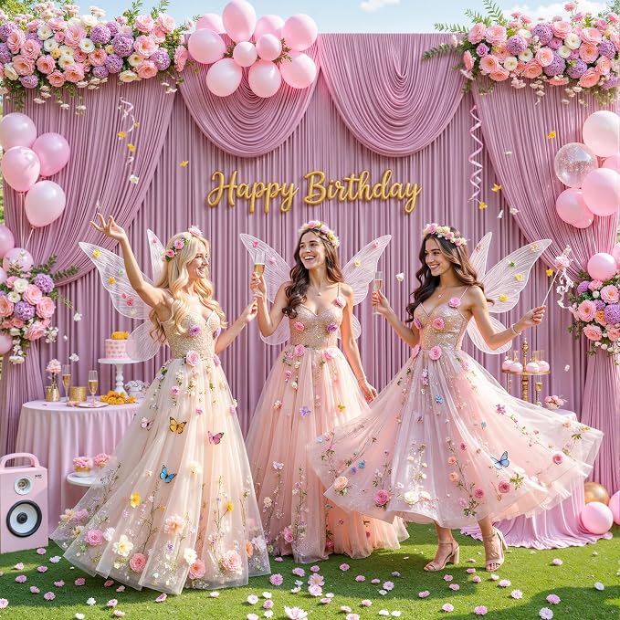 8 Panels Dusty Pink Backdrop Curtains - Image 4