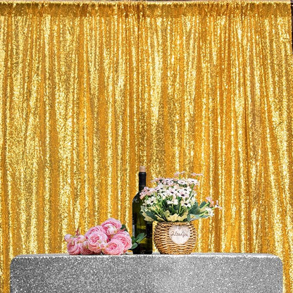 JYFLZQ Gold Sequin Backdrop Curtains 4ft x 8ft 2 Panel Glitter Photo Booth - Image 2