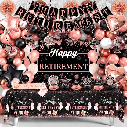 Retirement Party Decorations for Women, Retirement Balloons, Sash Hanging Swirls by THAWAY