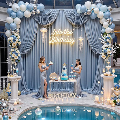 10ft x 15ft Dusty Blue Backdrop Curtains - Image 6