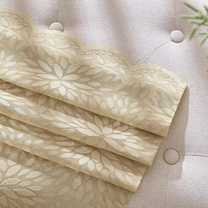 MIULEE Vintage Floral Scalloped Lace Curtains 2 Panels, Semi Sheer Curtains - Image 5