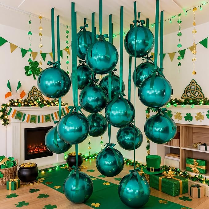 20 Pcs Vbs 2026 Metallic Green Foil Balloons Giant 22 Inch 4d Round Metallic - Image 4