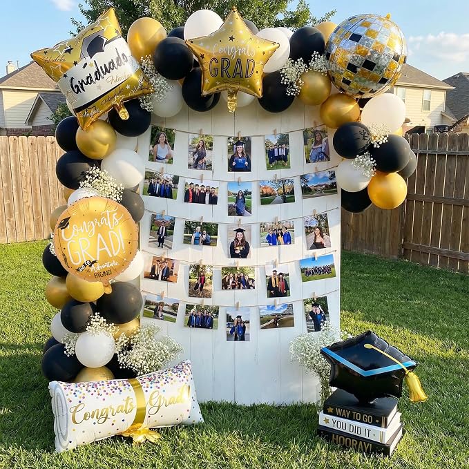 6PCS Graduation Foil Balloons, Large Congrats Grad Cap Balloon Set, - Image 5