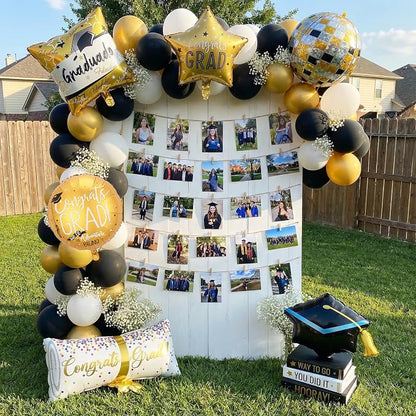6PCS Graduation Foil Balloons, Large Congrats Grad Cap Balloon Set, - Image 5