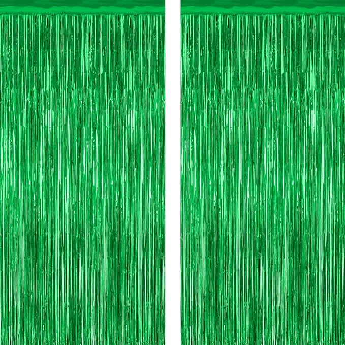 ZATAYE 2 Pack Green Foil Curtain Backdrop Birthday Party Decorations | Green by ZATAYE