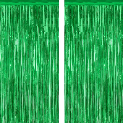 ZATAYE 2 Pack Green Foil Curtain Backdrop Birthday Party Decorations | Green by ZATAYE