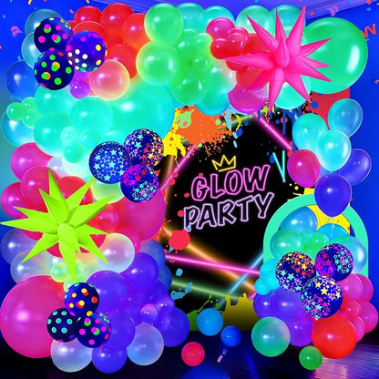 102Pcs Neon Glow Balloons Arch Kit by Jenlion