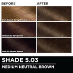 Garnier Hair Color Olia Ammonia-Free Brilliant Color Oil-Rich Permanent Hair Dye, 5.03 Medium Neutral Brown, 2 Count (Packaging May Vary)
