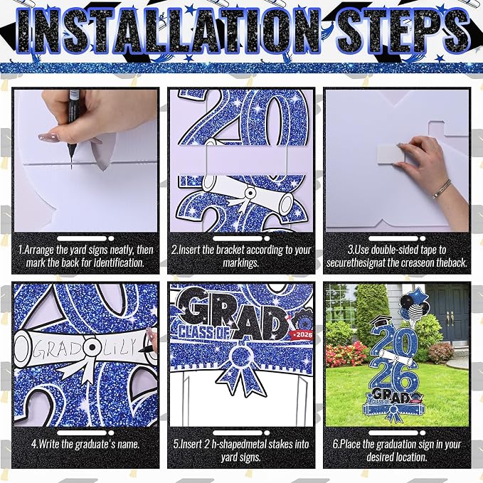 Blue & White 2026 Graduation Decorations, 3.37FT Large Class of 2026 - Image 3