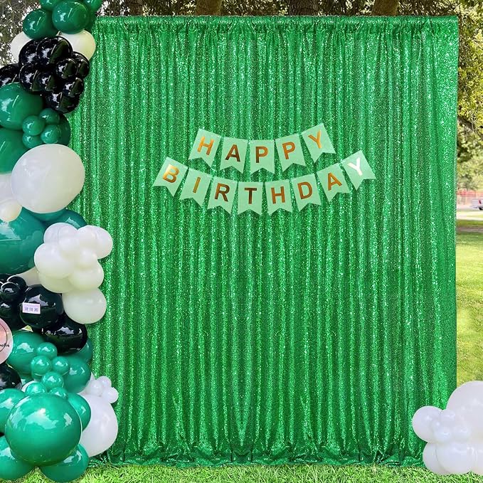 7ft x 7ft Green Sequin Backdrop Curtain Party Backdrop Curtain | Background - Image 2