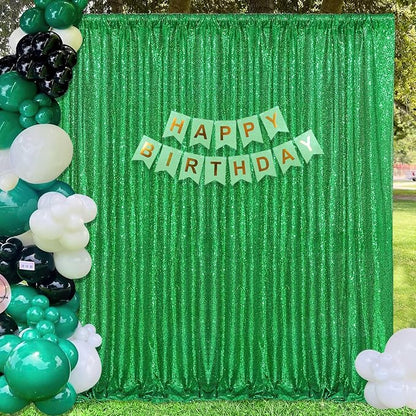 7ft x 7ft Green Sequin Backdrop Curtain Party Backdrop Curtain | Background - Image 2